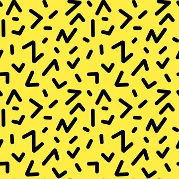 Geometric line doodle seamless pattern yellow background. Creative abstract.. Illustrazione stock