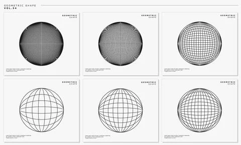 Geometric line globe design template vector. Abstract blend line earth logo set Illustrazione stock