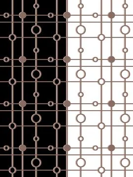 Geometric line grid seamless pattern, circle shapes. Artistic optical illusion Stock Illustration