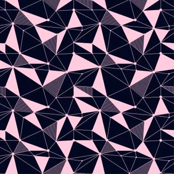 Geometric line hipster seamless pattern with triangle, dot. Reticulated abstr Stock Illustration