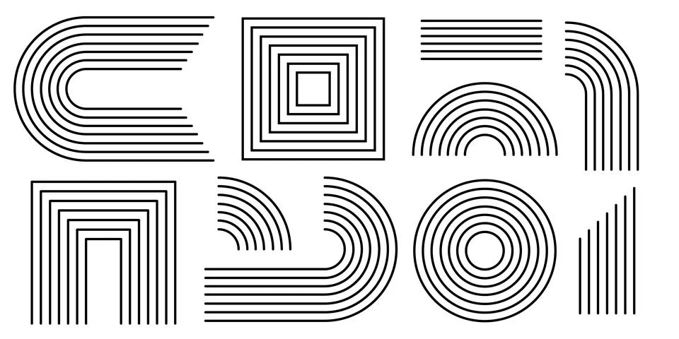 Geometric line patterns with arch shapes Stock Illustration