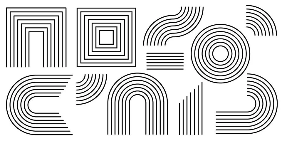 Geometric line patterns with arch shapes Stock Illustration