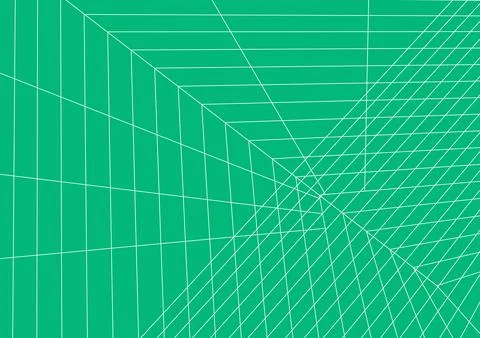 Geometric line perspective grid architectural mesh vector background green Stock Illustration