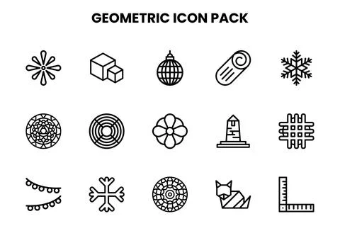 Geometric Line Scalable Icons Pack Stock Illustration