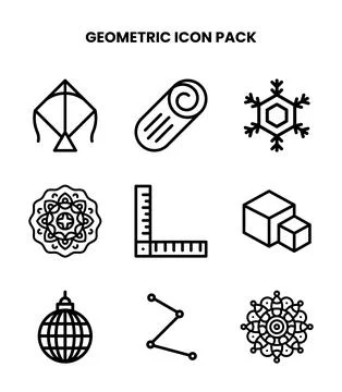 Geometric Line Set Icons Pack Illustrazione stock