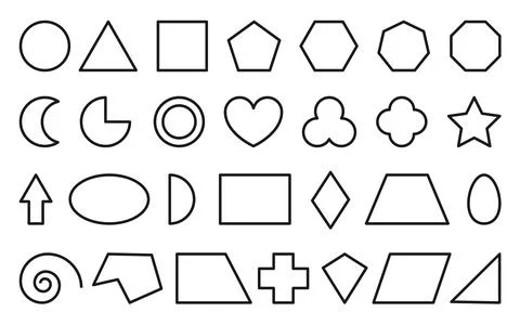 Geometric line shape educational flat icon set Stock Illustration
