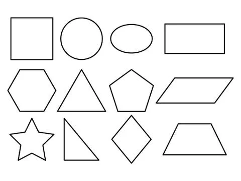 Geometric line shapes set vector icon Stock Illustration