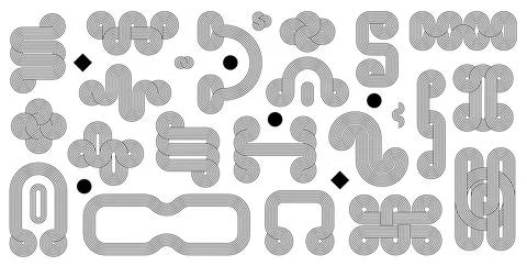 Geometric line zen arch patterns, stroke shapes Stock Illustration