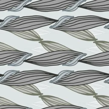 Geometric linear leaves shape seamless pattern. Abstract line art wallpaper.  Stock Illustration