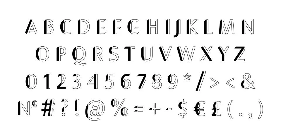 Geometric linear sans serif alphabet set Stock Illustration