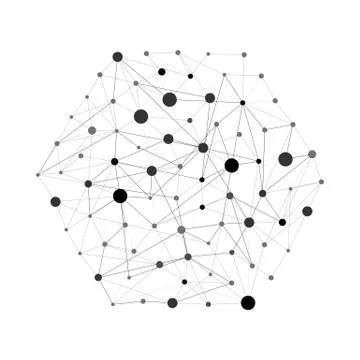 Geometric lines and dots. Line pattern. Modern hexagon background. Cell Illustrazione stock