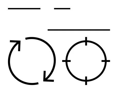 Geometric lines, arrows, and circles representing movement and focus Stock Illustration