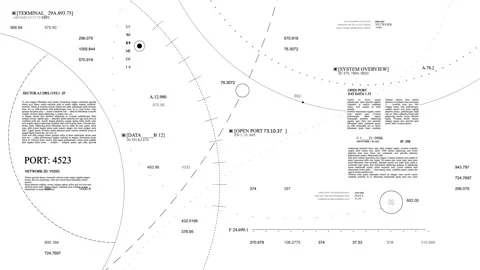 Geometric Lines circles astro map HUD 2GFX Technology infographic elements.White Stock Footage 261552259