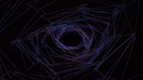Geometric lines form a spiral pattern in dark space Stock Footage 340043851