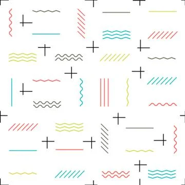 Geometric lines seamless pattern colorful. Thin lines pattern. Hipster themed Stock Illustration