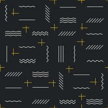 Geometric lines seamless pattern with golden elements Stock Illustration