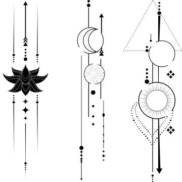 Geometric lines tattoo set pack collection Stock Illustration