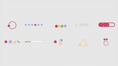 Geometric loaders cartoon animation pack Stock Footage 345047394