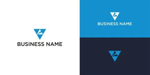Geometric logo design featuring a blue triangular 스톡 일러스트