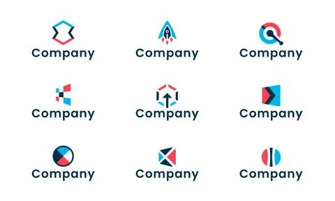 Geometric logo design template representing technology Stock Illustration