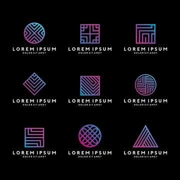 Geometric Logo Template With Gradient Color Stock Illustration