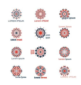 Geometric logo vector set with circular mosaic mandala islamic patterns Illustrazione stock