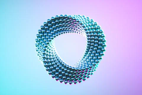Geometric loop made of small metallic beads. 3d render Stock Illustration