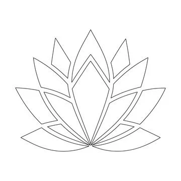Geometric Lotus Flower Logo Vector Sacred Floral Mandala Icon Minimal Line .. Stock Illustration
