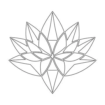 Geometric Lotus Flower Logo Vector Sacred Floral Mandala Icon Minimal Line .. Stock Illustration