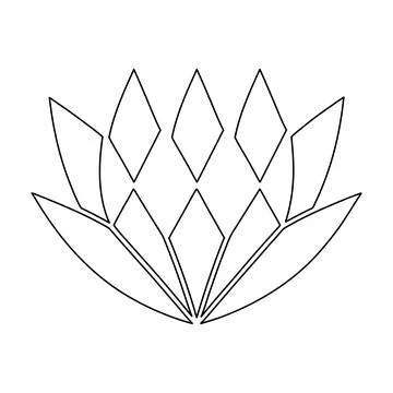 Geometric Lotus Flower Logo Vector Sacred Floral Mandala Icon Minimal Line .. Stock Illustration