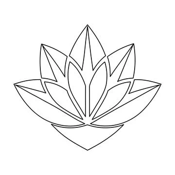 Geometric Lotus Flower Logo Vector Sacred Floral Mandala Icon Minimal Line .. Stock Illustration