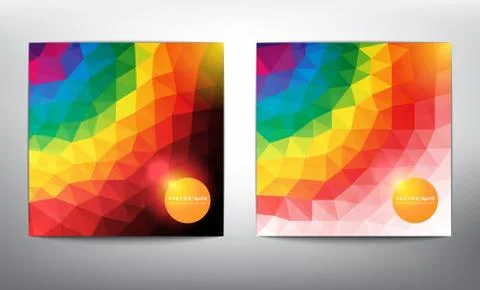 Geometric low poly banners in bright rainbow colors. Illustrazione stock