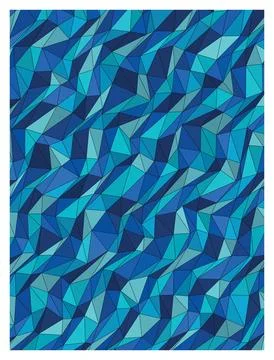 Geometric low poly triangle mosaic pattern with blue and cyan gradient text.. Stockillustratie