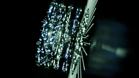 A geometric luminous sphere surrounded by platforms and lights in an abstra.. Stock Footage 296788088