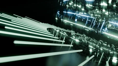 A geometric luminous sphere surrounded by platforms and lights in an abstra.. Stock Footage 296789770