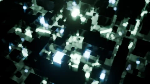 A geometric luminous sphere surrounded by platforms and lights in an abstra.. Stock Footage 296829031