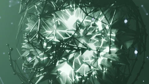 A geometric luminous sphere surrounded by platforms and lights in an abstra.. Stock Footage 296831892