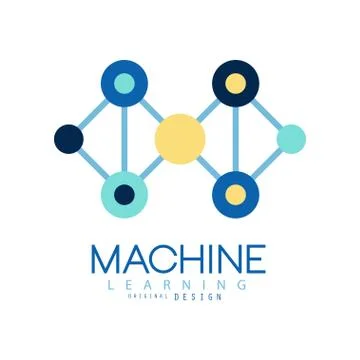 Geometric machine learning logo. Data mining. Computer industry. Flat vector Illustrazione stock