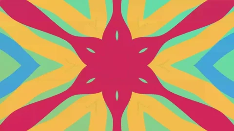 Geometric mandala with blue and orange wavy background a multi-colored sits Stock Footage 335184096
