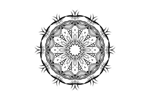 Geometric Mandala with Central Star and Circle Layers Stock Illustration