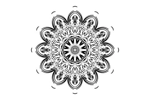 Geometric Mandala with Central Star and Circle Layers Stock Illustration