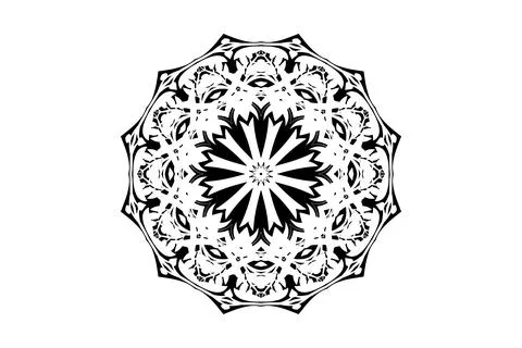 Geometric Mandala with Central Star and Circle Layers Stock Illustration