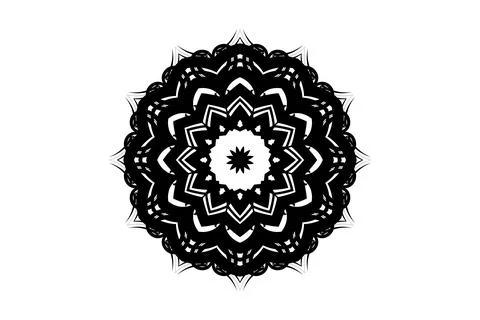 Geometric Mandala Circle Black White Art 스톡 일러스트