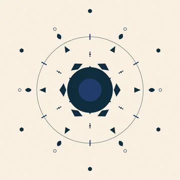 Geometric mandala design with compass points and shapes illustration Stock Illustration