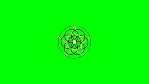 Geometric mandala design featuring intersecting circles on a green background Stock Footage 341824274