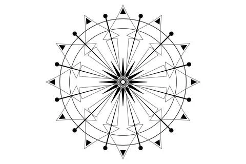 Geometric mandala, directional compass with circular arrows mystical sacred logo Stock Illustration