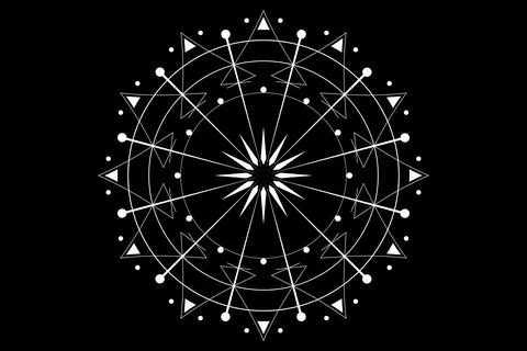 Geometric mandala, directional compass with circular arrows mystical sacred logo Stock Illustration