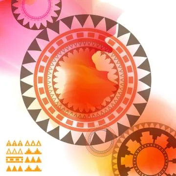 Geometric mandala element made in vector. Vintage decorative elements. Waterc Stock Illustration