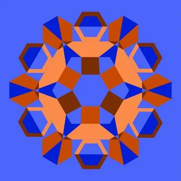 Geometric mandala is featuring flat interlocking hexagons, trapezoids on イラスト素材