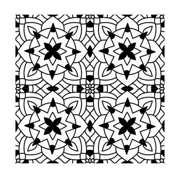Geometric mandala floral pattern tile. Vector illustration Illustrazione stock